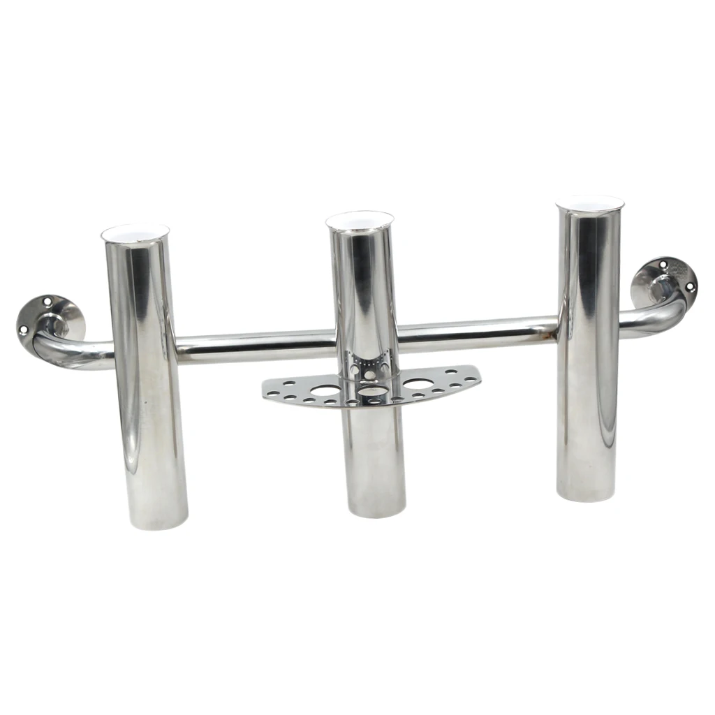 

Stainless Steel 3 Tube Fishing Rod Holder Tackle Rack Boat Yacht Outrigger