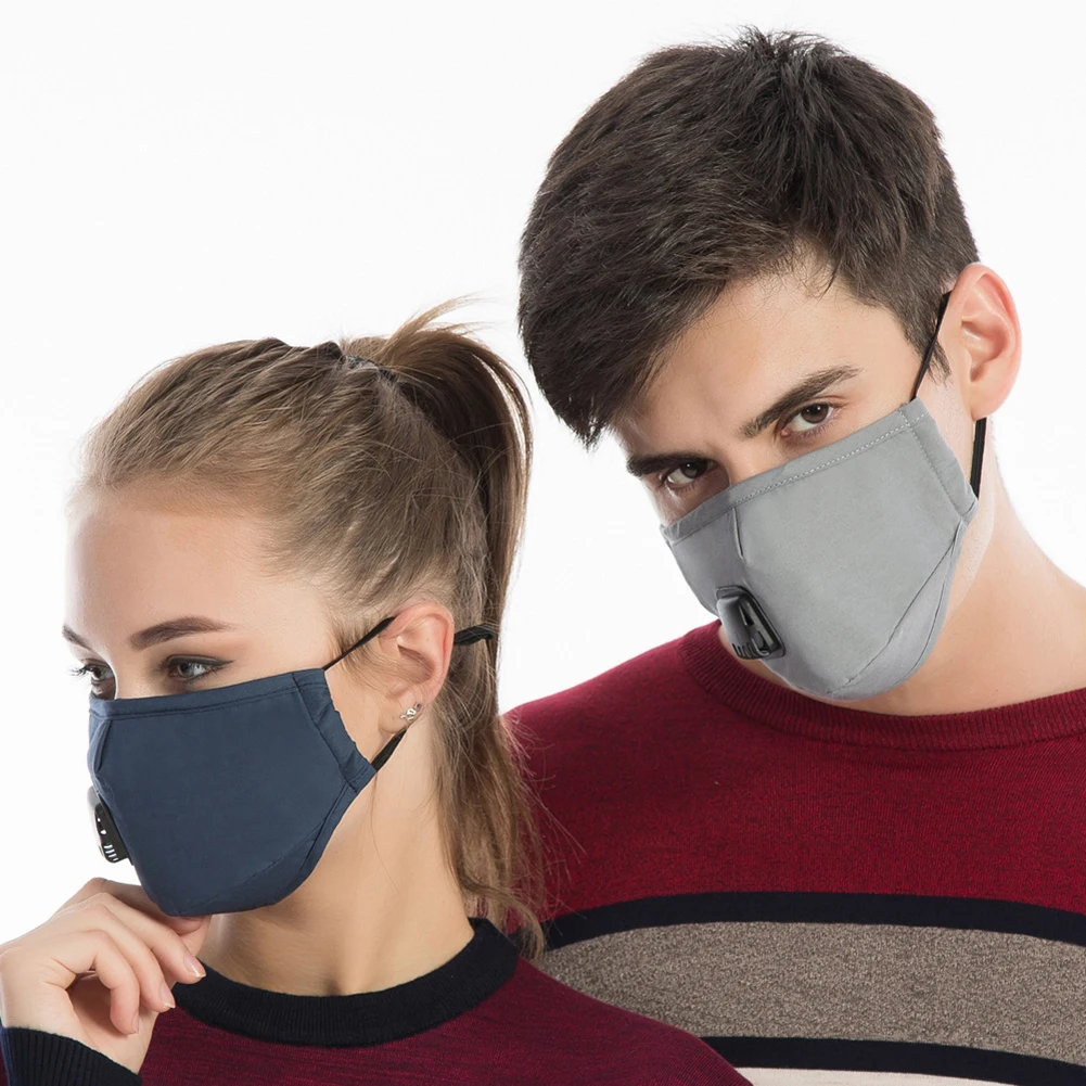 PM2.5 противотуманные маски многоразовые маски для мужчин и женщин зимние теплые респираторы рот маска с дыхательным клапаном Чистый хлопок