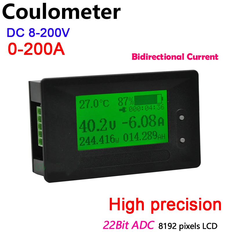 

DC METER 200A Li-ion Lifepo4 Lithium Battery Monitor Capacity Indicator Voltage Current 12V 24V 36V 48V 60V 72V 3S 4S 7S 10S