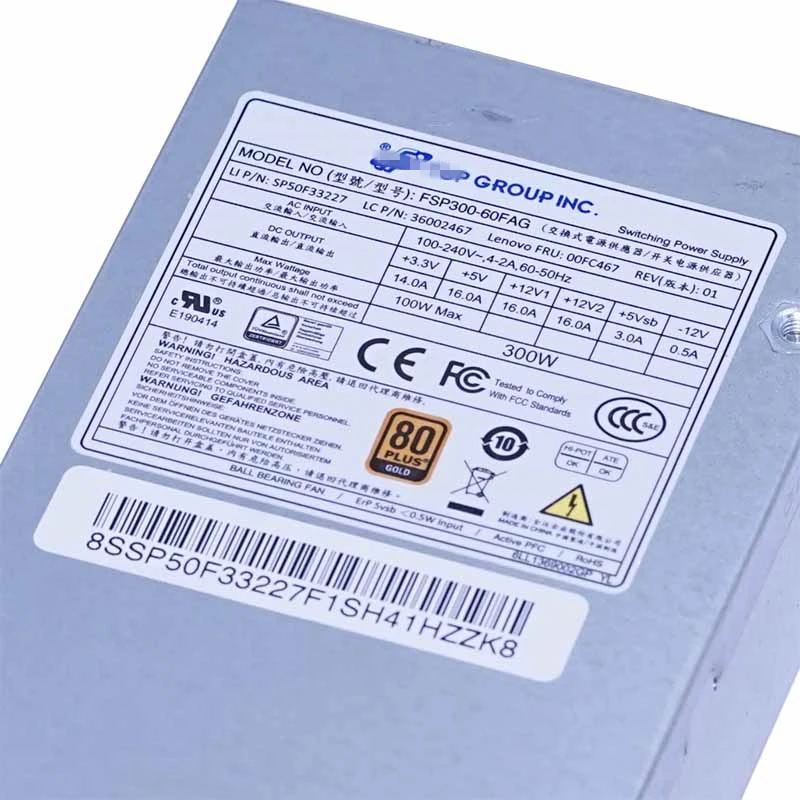 Блок питания для lenovo RS140 240 1U 300W блок питания FSP300-60FAG 00FC467