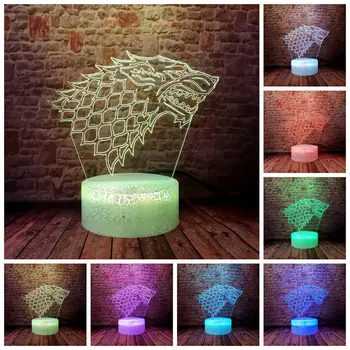 

A Song of Ice and Fire Figure 3D LED Nightlight Colorful Changing Light Game of Thrones House Stark of Winterfell Model Toys