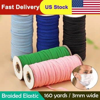 

3mm Colorful Mask Elastic Rubber Band Mask Ear Hanging Rope Round Elastic Band DIY Craft Sewing Garment Accessories 160 Yard