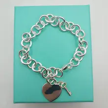 SHINETUNG 1:1 S925 Стерлинговое Серебро Сердце тег ключ браслет модные ювелирные изделия европейский и американский стиль ювелирные изделия