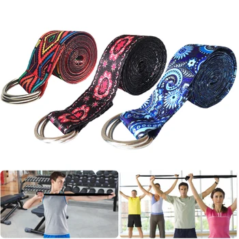 

D-Ring Belts Yoga Strap Fitness Rope Colored Printed Adjustable Yoga Belt Yoga Stretch Belt Washable Sport Stretch Strap Props