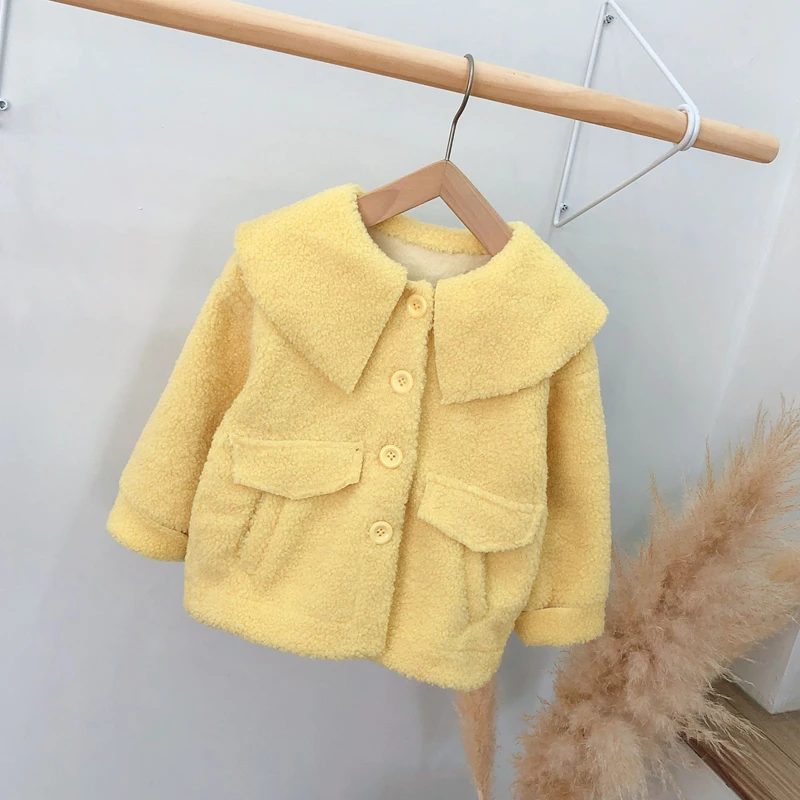 Зимняя повседневная однотонная Детская куртка модная детская куртка с длинными рукавами куртка высокого качества для девочек - Цвет: Цвет: желтый