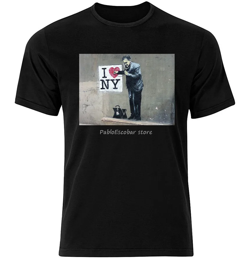 Мужская хлопковая футболка Banksy Loves Ny-Graphic с коротким и длинным рукавом унисекс