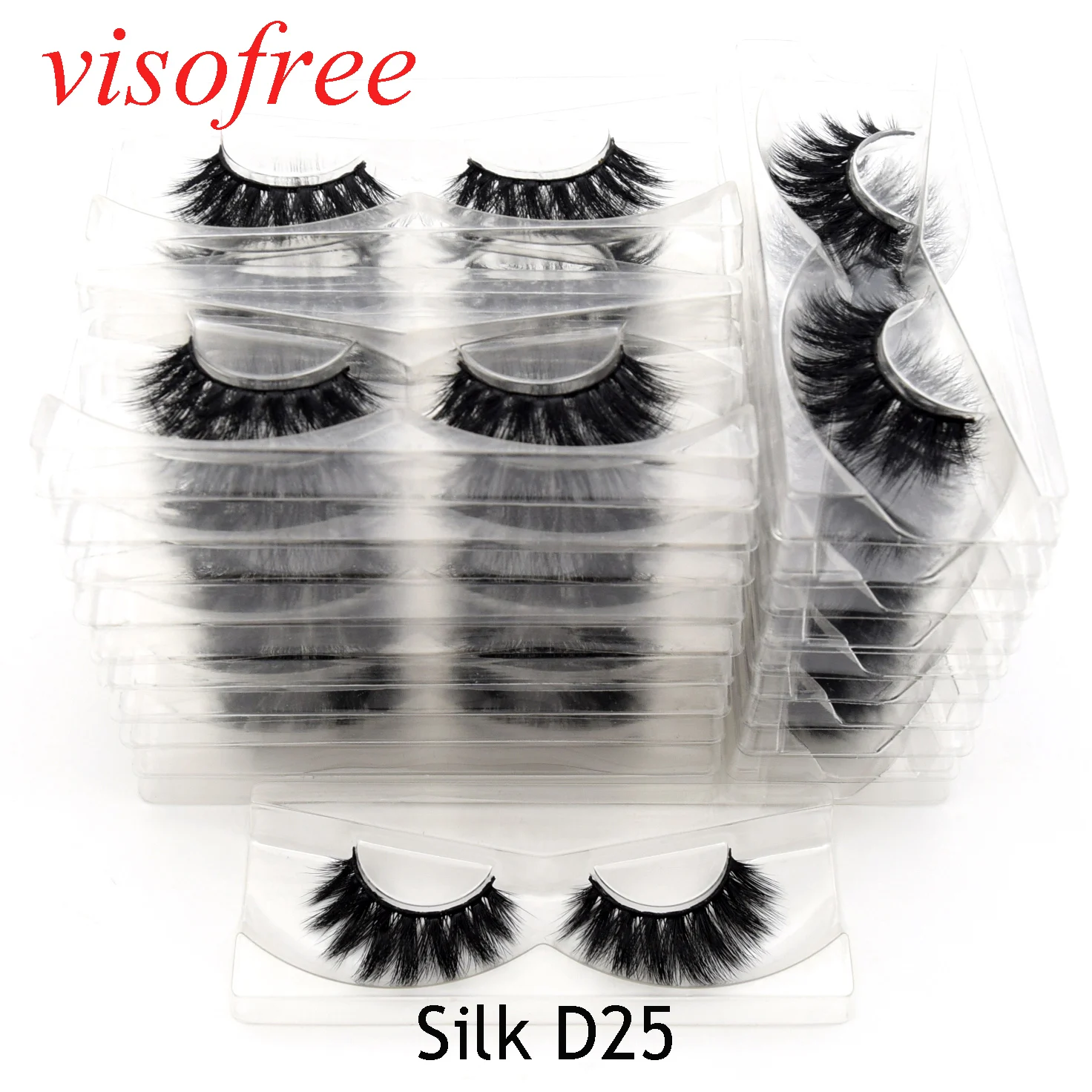 Visofree 30 пар/лот 3D Искусственные Шелковые ресницы Мягкие Накладные ресницы ручная работа Высокое качество многоразовые ресницы Silk-D25