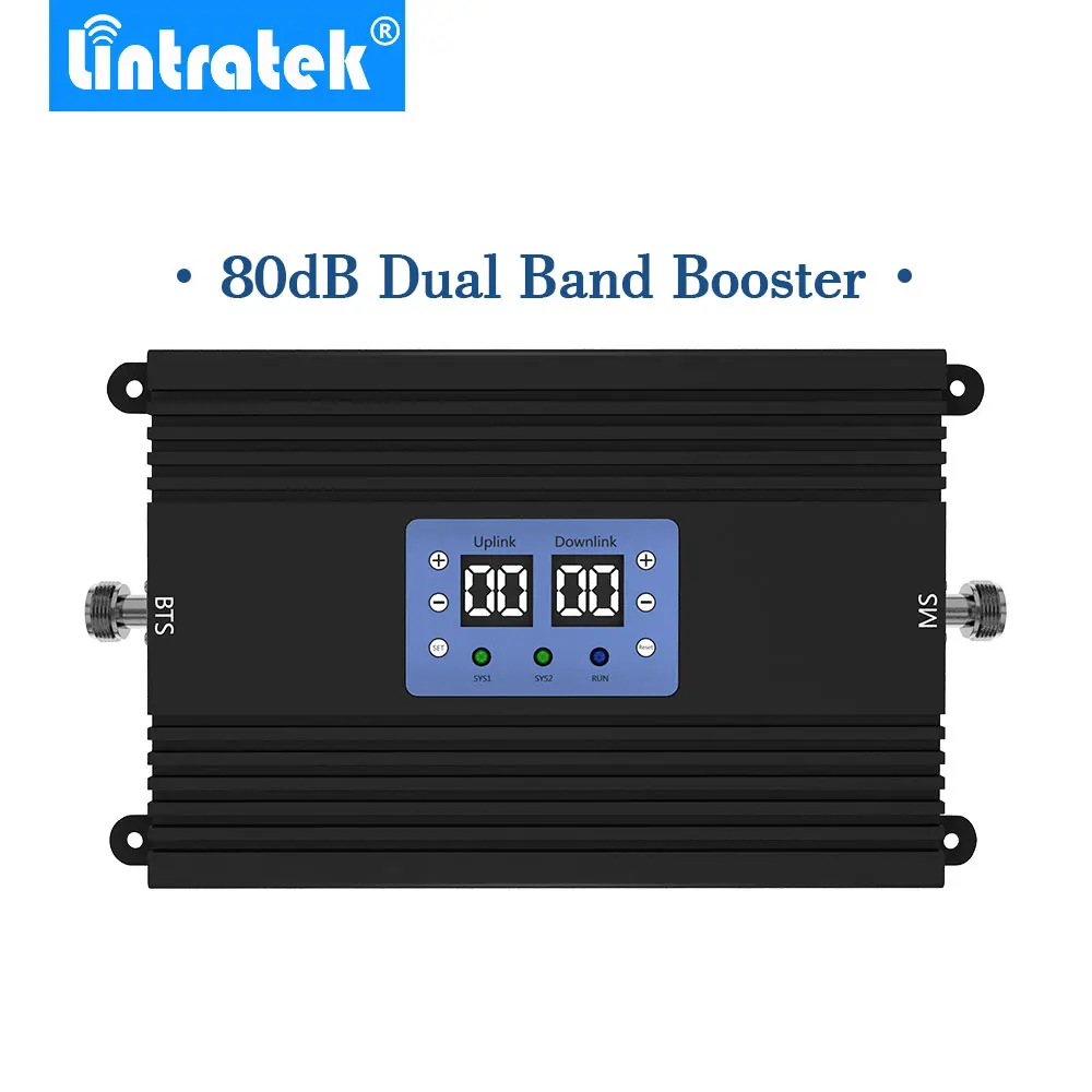 Lintratek 80db High Gain Power GSM 3G UMTS 2100mhz 900mhz Mobile Signal Repeater AGC MGC Cell Phone 3G Amplifier Signal Booster*