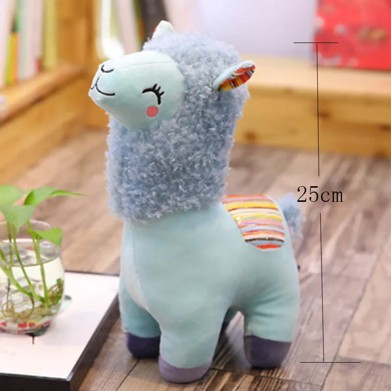 Kawaii Радуга 25 см Альпака плюшевые куклы игрушки милый лама Alpacasso игрушки плюшевые японские Альпака животных мягкая кукла Дети подарок - Цвет: Черный