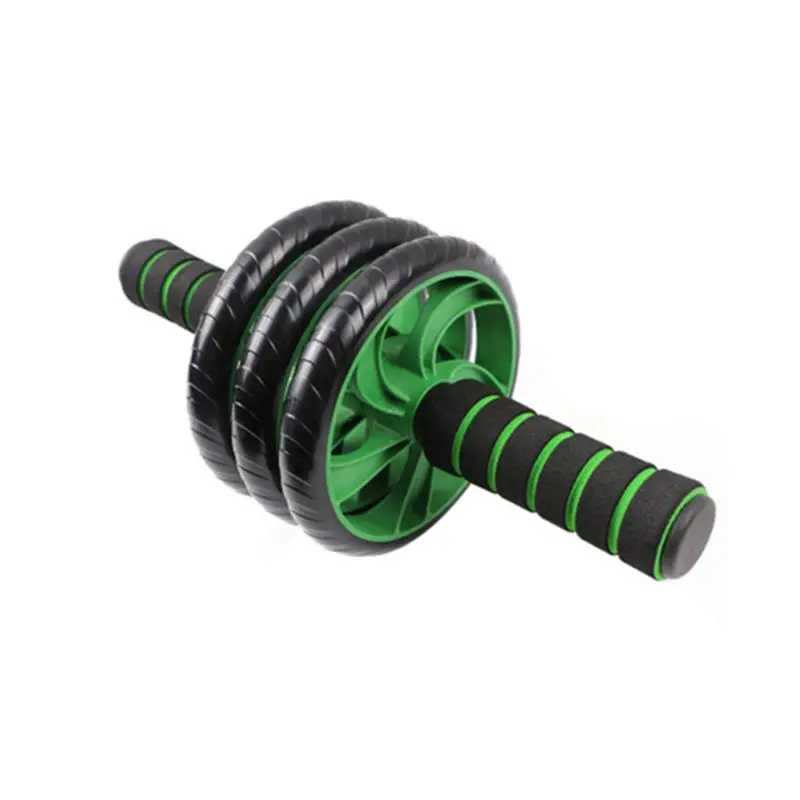 Green Three-wheeled belly wheel, core training roller abdominal exercise equipment - Цвет: Green