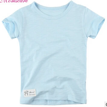 Sky blue Y461 детский дышащий с коротким рукавом хлопковая Круглый воротник Летняя футболка для мальчиков и девочек детская бамбуковая хлопковая футболка - Color: Sky blue