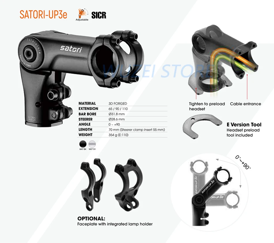 SATORI Bicycle Stem 100mm High-Strength Lightweight 31.8mm Adjustable 90 Riser Stem for BMX XC MTB Mountain Bicycle part