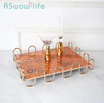 

41.5*31*9cm Storage Trays Simple Plated Metal Trays Decoration Fruit Food Tray Creative Serving Tray for Kitchen Storage