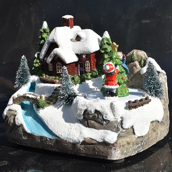 

Christmas Decoration luminous Music Box Snow House LED Light Rotating Music Box Classical Artware Kids Birthday Present new