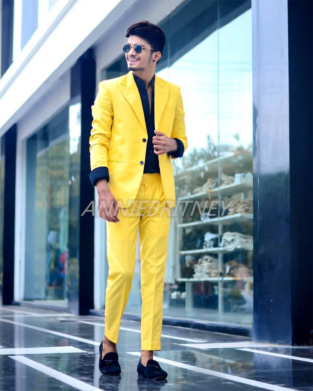 Yellow Golden Slit Style Pants Suit - Hijab Online