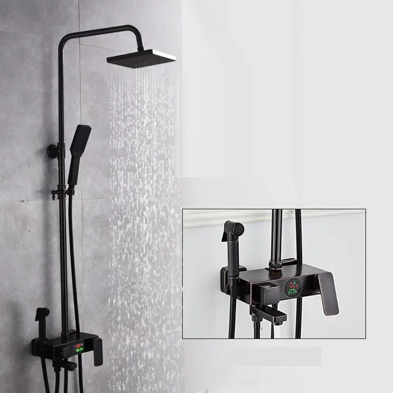 Preto черный Duschsystem дуще Ducha Chuveiro Лонгборда Columna Панель душ сделать Banheiro Ducha Chuveiro Eletrico Ванная комната душа