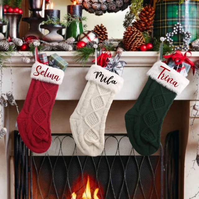 GTDOOCE Chaussette de Noel Personnalisé,3 Pièces Chaussettes Noel