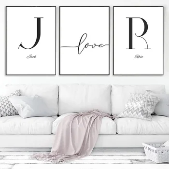 

Initial Name Personal Name Wall Art Canvas Painting Core Lover Hold Hands Pictures Poster Print Interior Gallery Room Home Decor
