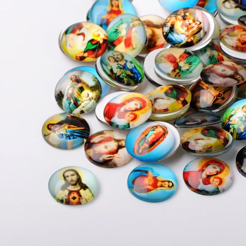 Random Round Foto Gemischt Glas Cabochons 20mm 25mm Dome Flatback Schmuck, Die Entdeckungen 100/200 teile/los – Detail 4