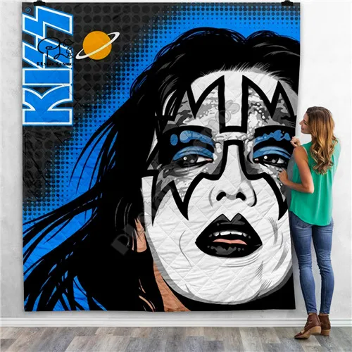 Kiss Рок& Ролл все Nite вечерние 3D одеяло для детей Взрослые постельные принадлежности бросок мягкое теплое тонкое одеяло с хлопковым стёганом стиль-11 - Цвет: Слоновая кость