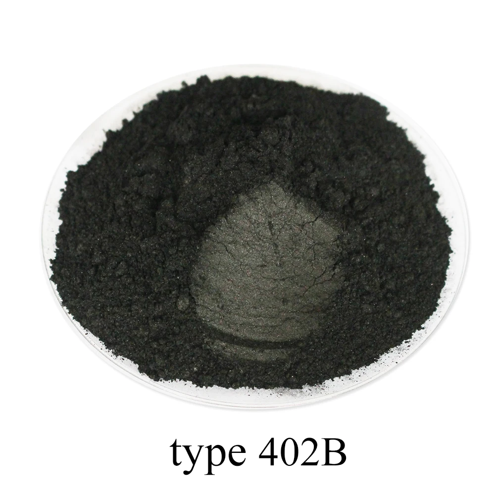 Typ 402B Carbon Schwarz Pigment Glimmer Pulver Pigment Perle Pulver Acryl Farbe für Handwerk Kunst Automotive Farbe Seife Lidschatten 50g