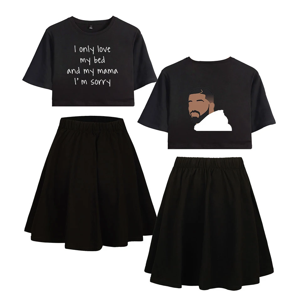 two piece set skirts drake I only love my bed 3d print Cheerleader stranger things tracksuit for women skirt