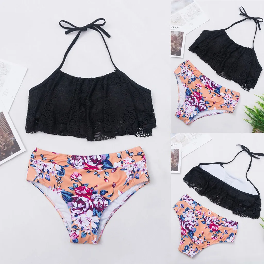 

Bikini Women Swimwear Women's Bandage Swimwear Bikini Ruffle High Waist Print Swimwear Sexy Lace Swimwear Bikini Sexy Swimming
