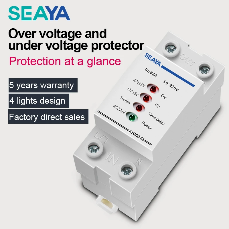 SEAYA 2nd Din Rail Auto Recovery Voltage Relay 220v Protector Over And Under | Обустройство дома