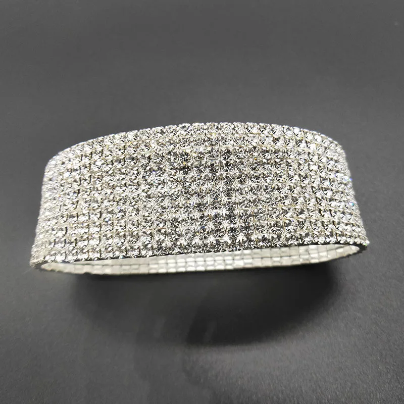silver clear stone 10 со стразами в ряд ножные браслеты посеребренные и браслет золотого цвета цепочка AB камень эластичный стрейч браслеты на лодыжке для женщин - Окраска металла: silver clear stone
