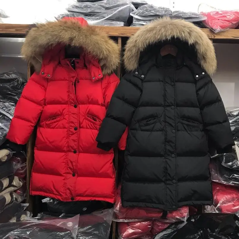 Новые детские пуховые пальто длинная плотная теплая верхняя одежда парка с капюшоном, реальное изображение modis, детские зимние пуховики, Y2389