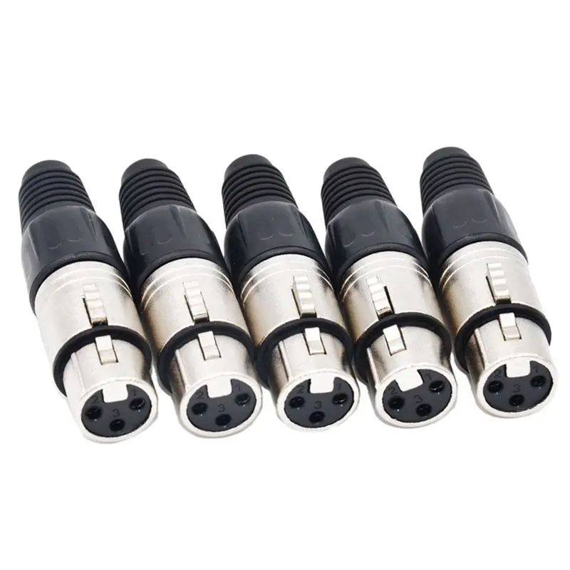 

New 10Pcs 3 Pin XLR Solder Type Connector 5 Male + 5 Female Plug Cable Connector Microphone Audio Socket