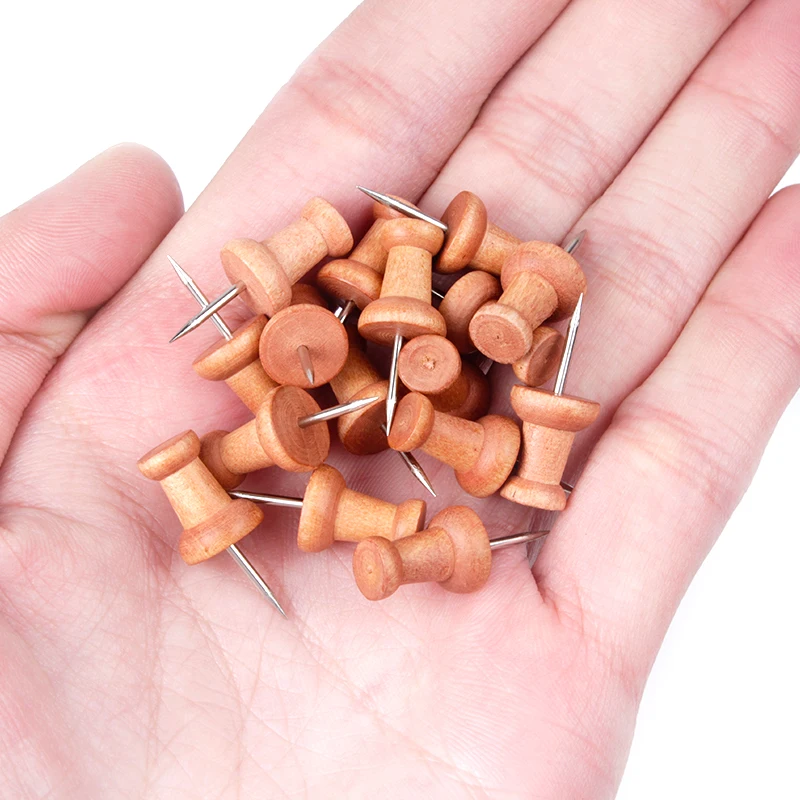 10/20 pcs Box Container Home Craft Office Wooden Thumbtack Photo Wall Cork Board Decorative Map Push Pin Drawing Nail