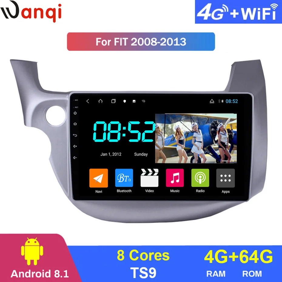 Android 8,1 автомобильный DVD 1din мультимедийная Navi система для Honda FIT JAZZ 2008-2013 Автомобильный gps навигатор стерео головное устройство BT SWC wifi