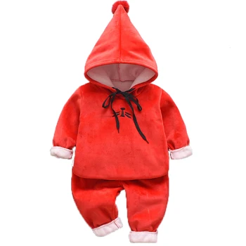 

Toddler Winter Autumn Girls hairy Set Suits Baby Boys Clothes Hoodies Sweatshirt and Plus Velvet Sport Trousers 2-piece Set