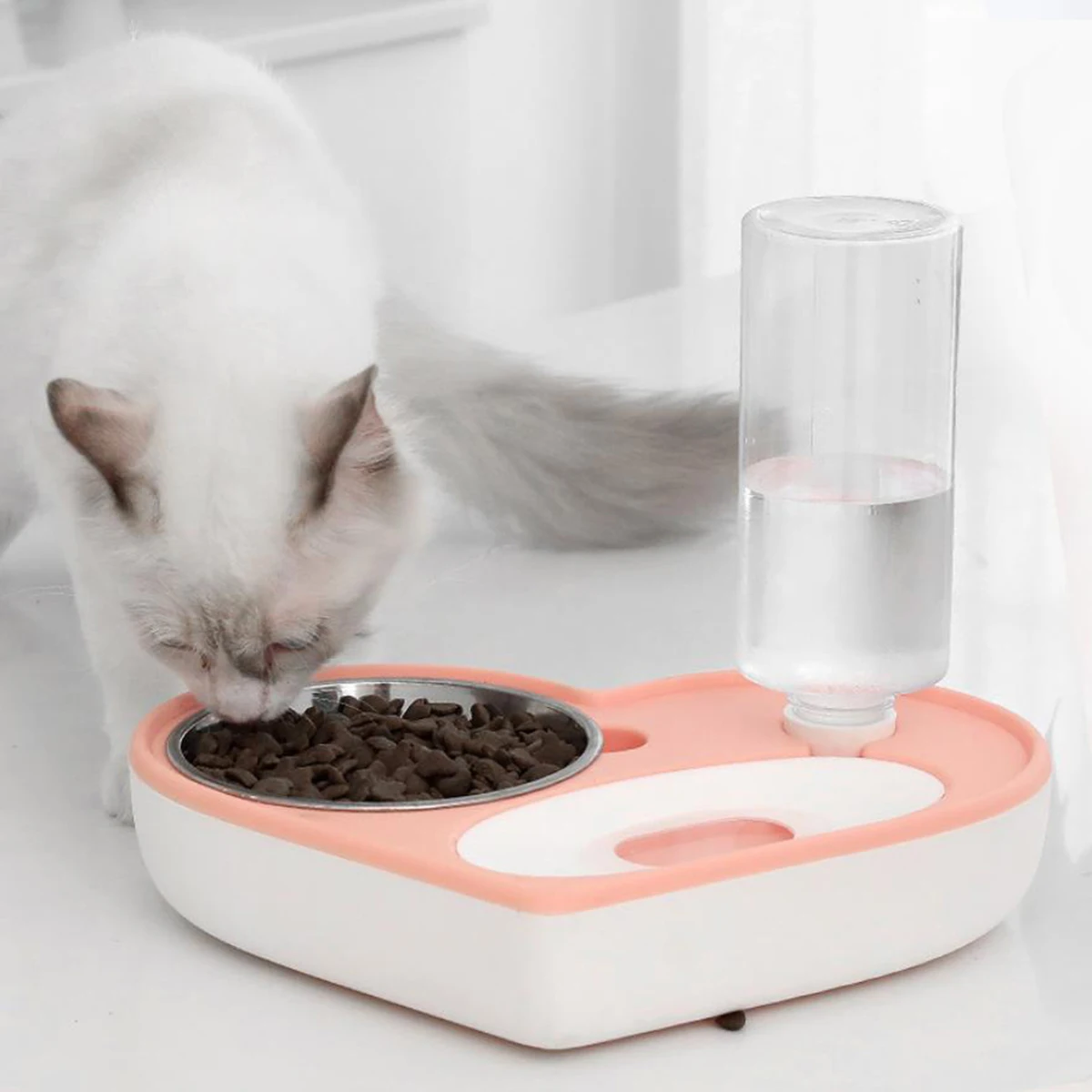 

AA Pet Feeding Bowl, 2 In 1 Water Dispenser and Food Feeder with Removable Base for Cats and Small Dogs