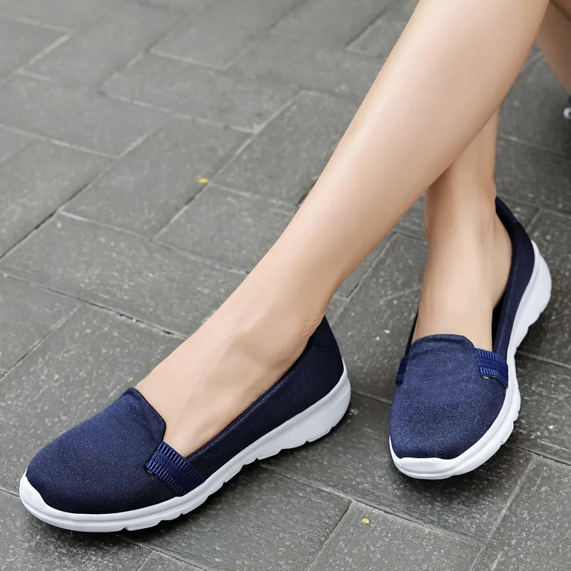 PINSEN Women Sneakers Casual Slip On Ladies Flat Shoes Breathable Mesh Trainers Soft Walking Female Shoes Footwear Zapatos Mujer