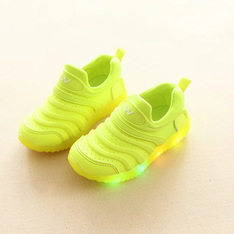 Soft candy color W baby casual shoes LED high quality soft baby sneakers sports running baby girls boys shoes