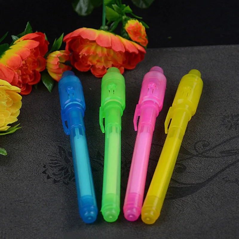 

New Design Colorful Invisible Ink Pen With Built In UV Light Magic Marker Magic Pen