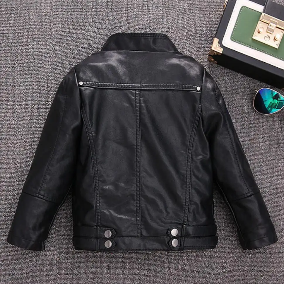 Children's Outerwear New Girl PU Leather Jacket Autumn Winter Teenager Boys Fashion Leather Jacket Coat Collar Overwear