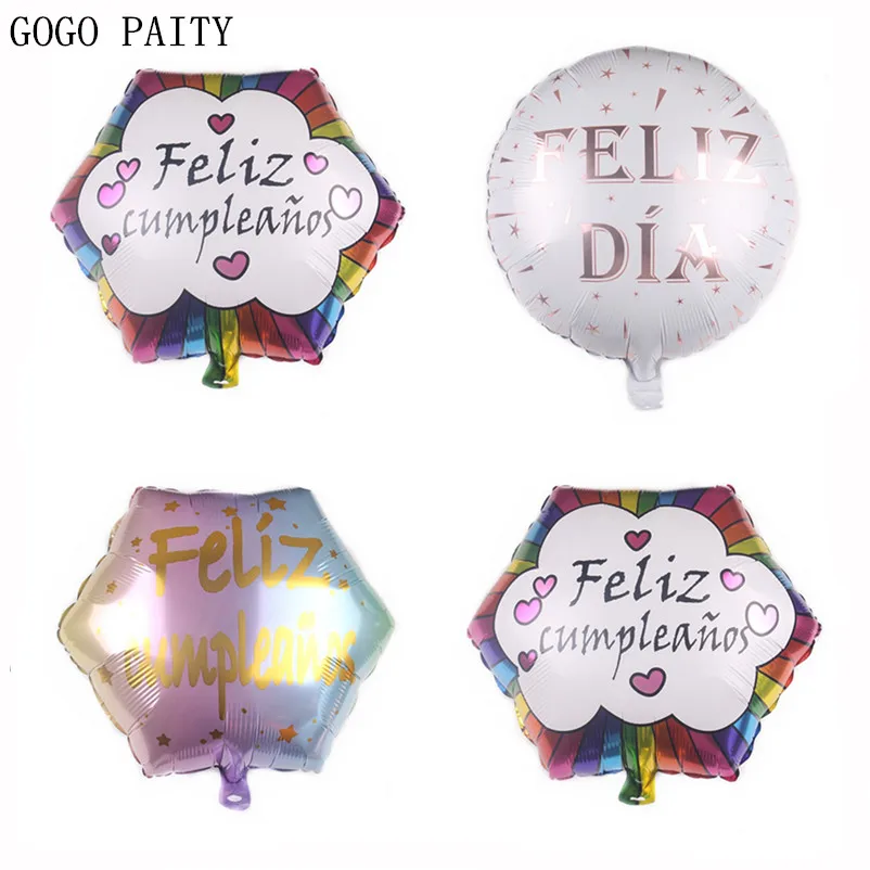 GOGO PAITY New 18 inch Spanish Happy Birthday Aluminum Balloons Birthday Party Decoration Balloons Wholesale