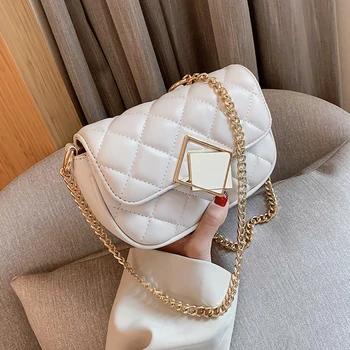 

С Доставкой Western Style All-match Chain 2020 New Style Fashion Shoulder/Crossbody Bag Net Red Rhombus Square Sling Bag