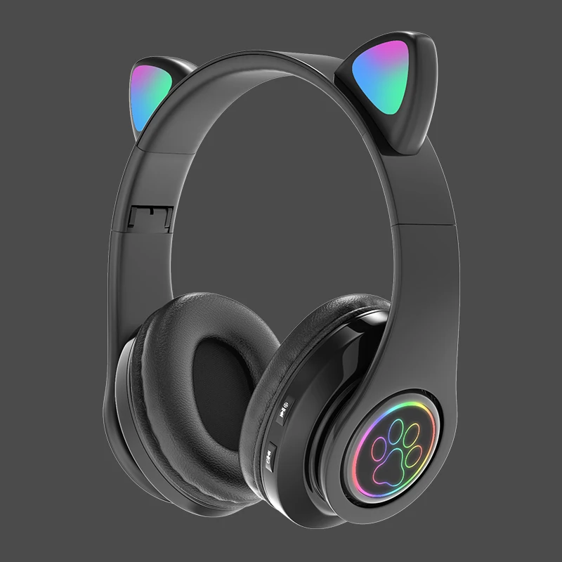 Orelha sem Fio Fones de Ouvido Baixo com Cancelamento Gato Bluetooth Ruído Adultos Crianças Menina Fone Apoio tf Capacete Mic 5.0 Rgb 7 bluetooth 5.0 rgb baixo com cancelamento ruído