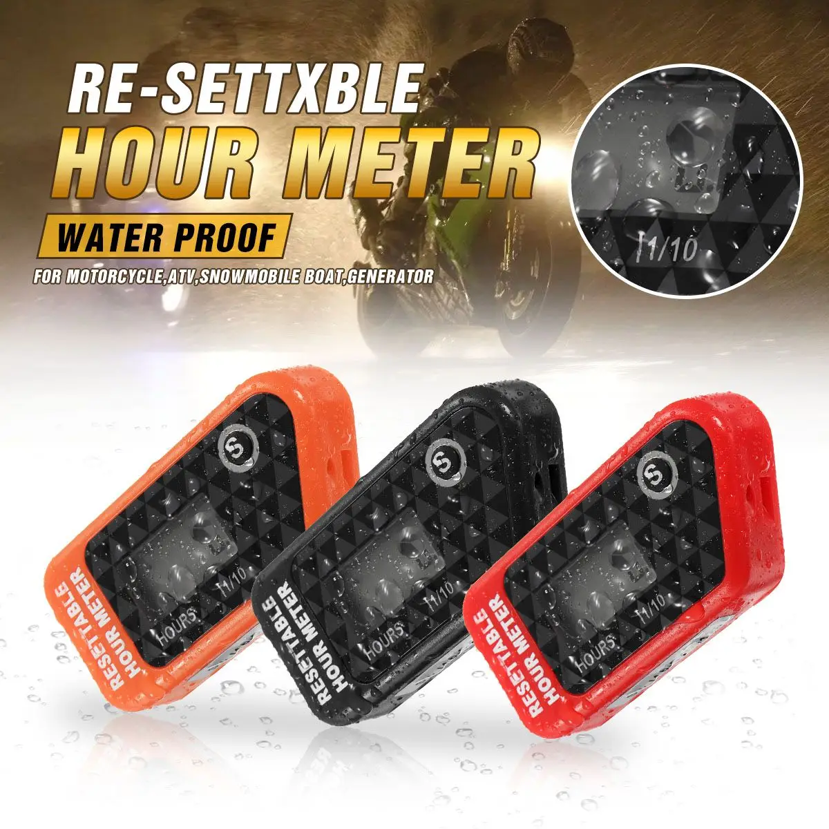 Beste Waterdichte LCD Resettable Urenteller Teller Onderhoud Herinnering In Zwart Rood Fit Motorfiets ATV Motorboot Gazon maaier
