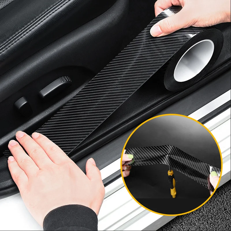 

5D Car Sticker Carbon Fiber Vinyl 3D Stickers and Decals Anti Scratch Film Automobiles Door Trunk Bumper Protector Accessories