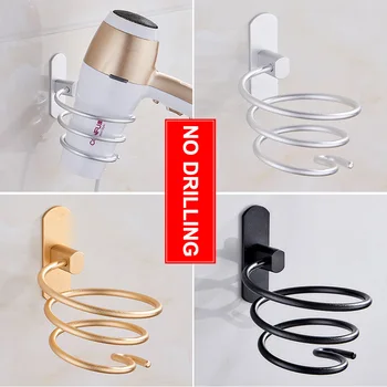 

Bathroom Shelf Wall Mount Hair Dryer Rack Space Aluminum Shelf Storage Rack Hair Dryer Holder Kitchen Bathroom Organizer Holder