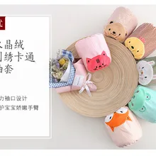 Детская манжета с милым коротким бархатным нарукавником с рисунком из мультфильма; детская одежда с длинными рукавами; сезон осень-зима