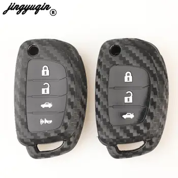 

jingyuqin Silicone Car Remote Key Case Cover For Hyundai Creta I10 I20 Tucson Elantra Santa Fe Tucson I40 IX35 I45