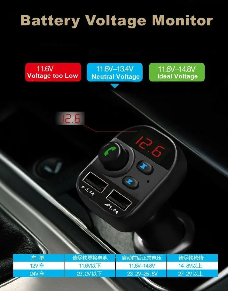 Bluetooth в автомобиле беспроводной fm-передатчик MP3 радио адаптер автомобильный комплект