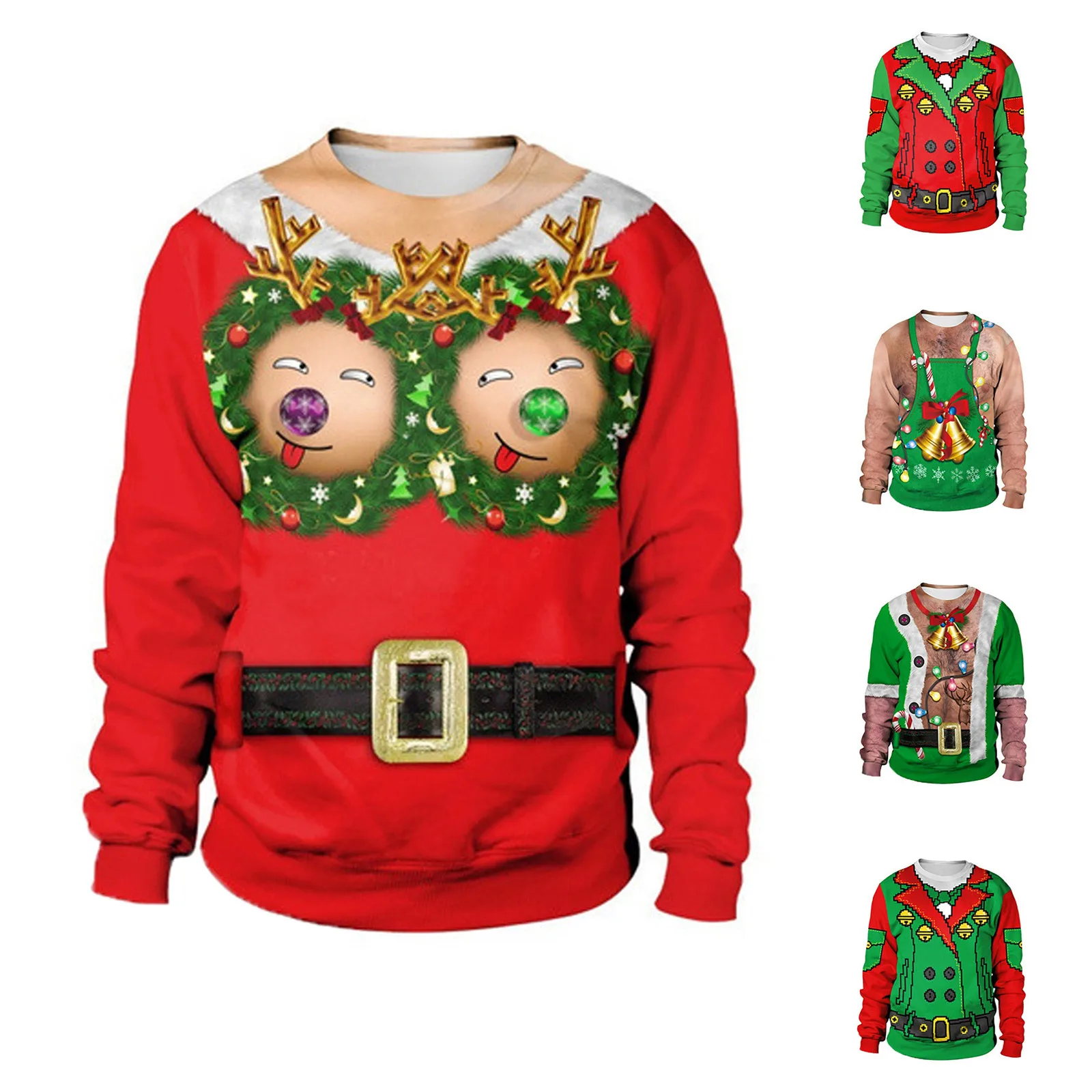 Women And Men Funny Christmas Print Tops Fashion Warm Long-sleeve Sweatshirt Casual Pullover Fit Dark Hooded Loose Jacket Coats 1
