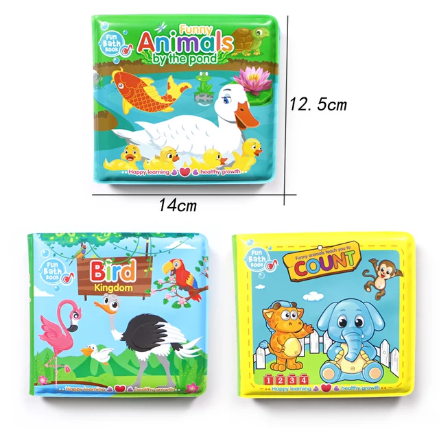 Soft Baby EVA Cartoon Bath Books with BB Whistle Early Educational Bathroom Toys Activity Waterproof Pages Baby Book for Toddler 6